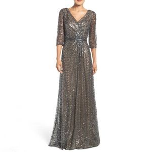 La Femme Silver Sequin Gown